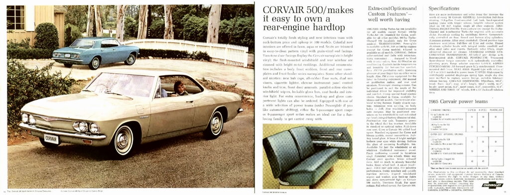 1965 Chevrolet Corvair Canadian Brochure Page 2